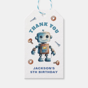 Robot Kids Birthday Thank You Gift Tags
