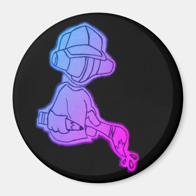 robot Large, 3 Inch Circle Magnet (Front)
