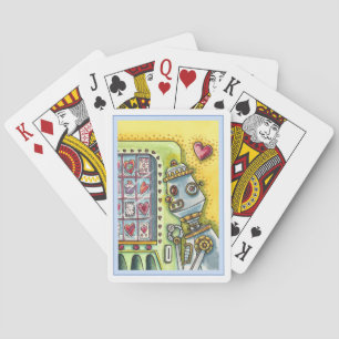 ROBOT LOOKING FOR LOVE, HEART VENDING MACHINE CUTE PLAYING CARDS