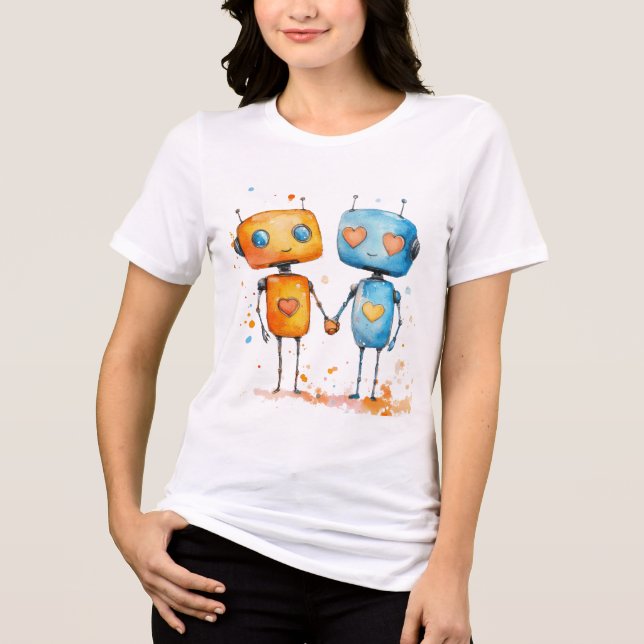Robot Love Clipart Sublimation  Tri-Blend Shirt (Front)