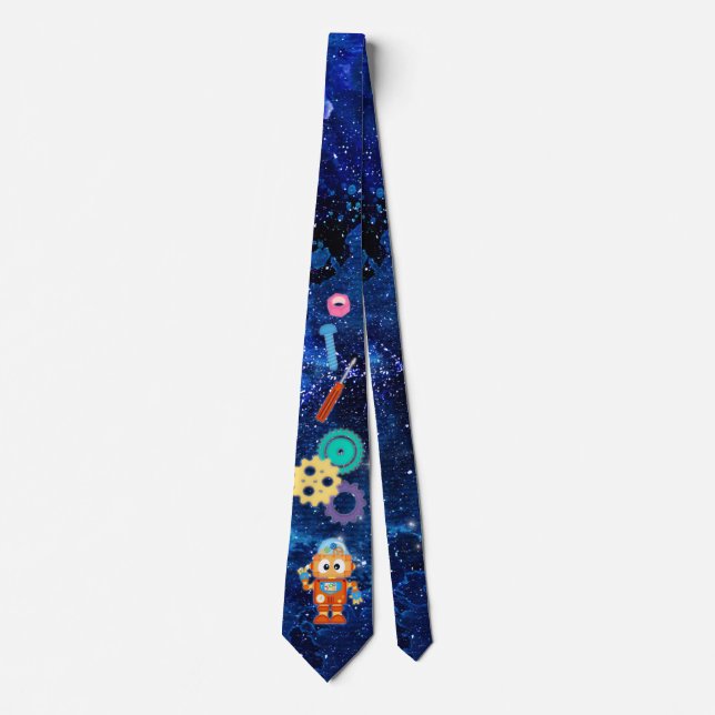 Robot Lover Outer Space Tools Star Sky Tie (Front)