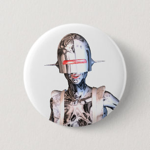 robot maid 6 cm round badge