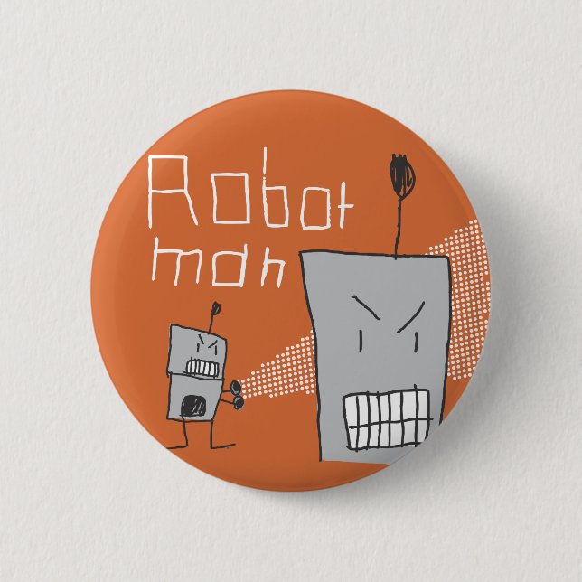 Robot Man 6 Cm Round Badge (Front)
