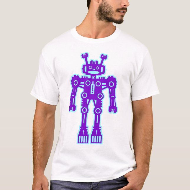 Robot Mk I - (Purple & Lt Blue) - Customised T-Shirt (Front)