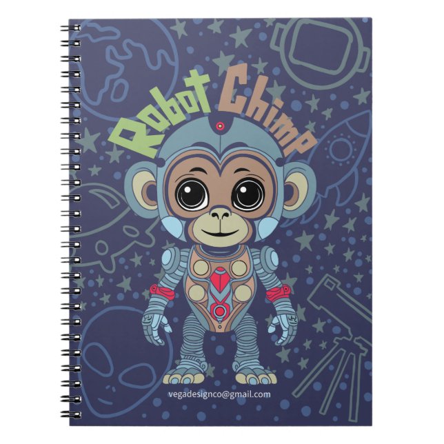 Robot Monkey Spiral Notebook (Front)