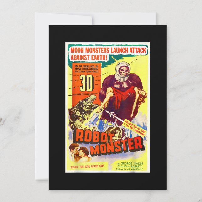 Robot Monster Halloween Horror Sci Fi Ape Outer Sp Invitation (Front)