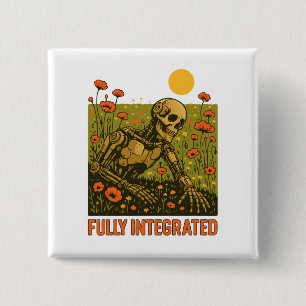 Robot Nature Flowers Blossom Field 15 Cm Square Badge