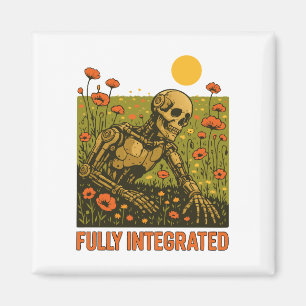 Robot Nature Flowers Blossom Field Magnet