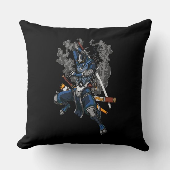 Robot Ninja Samurai Warrior Martial Arts Cushion (Front)