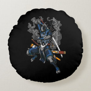 Robot Ninja Samurai Warrior Martial Arts Round Cushion