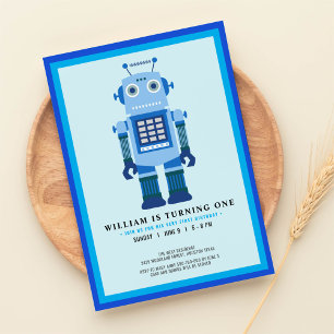 Robot party Birthday party Invitation