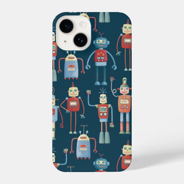 Robot Pattern Dark iPhone Case (Back)