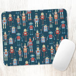 Robot Pattern Dark Mouse Mat<br><div class="desc">Cute and helpful looking retro 1950s style robots.  Grandad probably made these in his shed.  Artificial Intelligence,  but not in a scary way.  Original art by Nic Squirrell.</div>