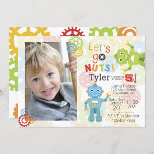 Robot Photo Birthday Invitations Robot Party