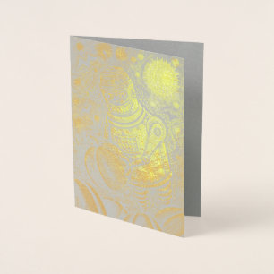 ROBOT PICKING PUMPKINS , HALLOWEEN MECHANICAL MAN FOIL CARD