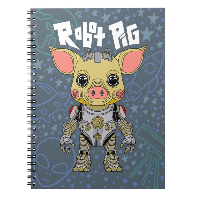 Robot Pig Spiral Photo Notebook (Front)