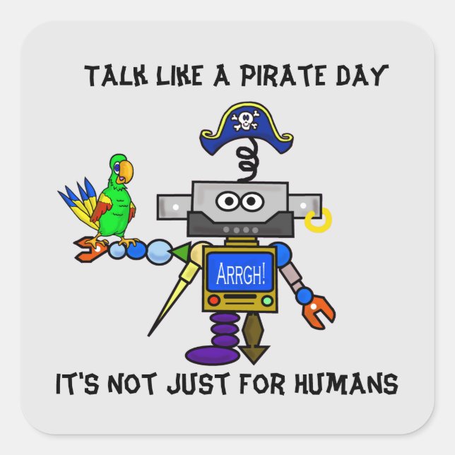 Robot Pirate "Talk Like A Pirate Day" Stickers (Front)