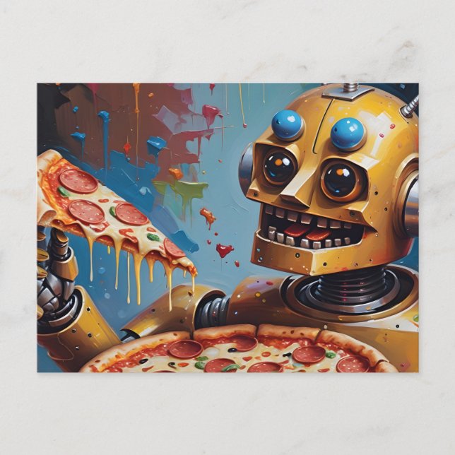 robot pizza postcard (Front)