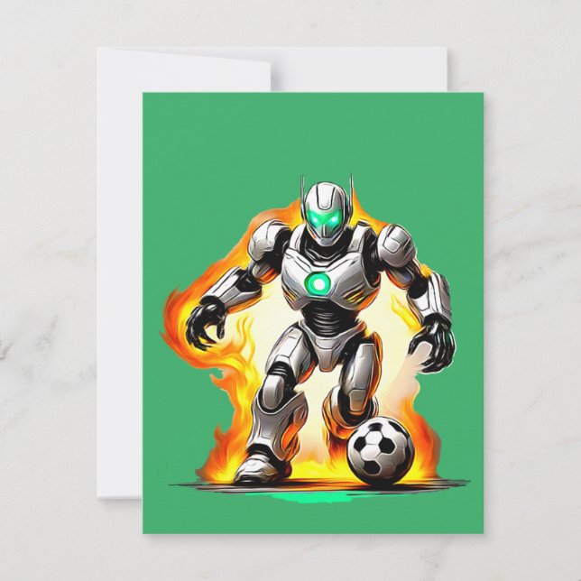 Robot playing soccer card (Front)