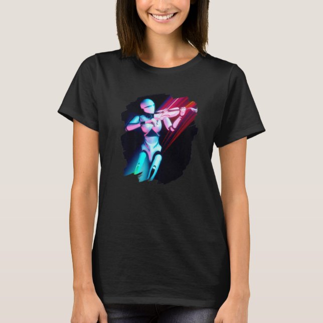 Robot Playing Violin Violinist Music Orchestra Str T-Shirt (Front)