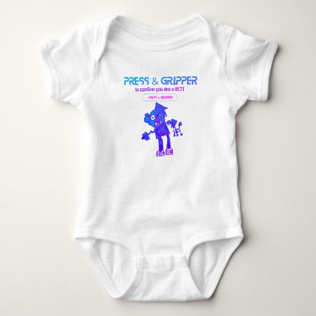 Robot Press & Gripper Baby Bodysuit (Front)