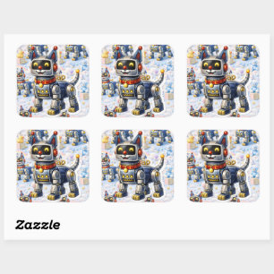 Robot puppy six piece nursery sticker sheet