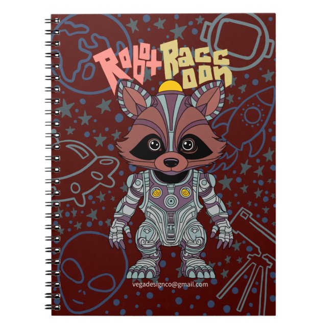Robot Racoon Spiral Notebook (Front)
