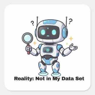 Robot Reality: Not in My Data Set Square Sticker