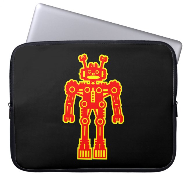 Robot - Red and Yellow Laptop Sleeve (Front)