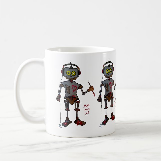 Robot retro futuristic street art cartoon coffee mug (Left)