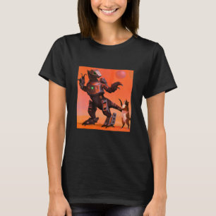 Robot Rex Dancing With Cat Art T-Shirt