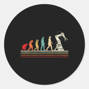 Robot Robotics Engineer Retro Vintage Classic Round Sticker
