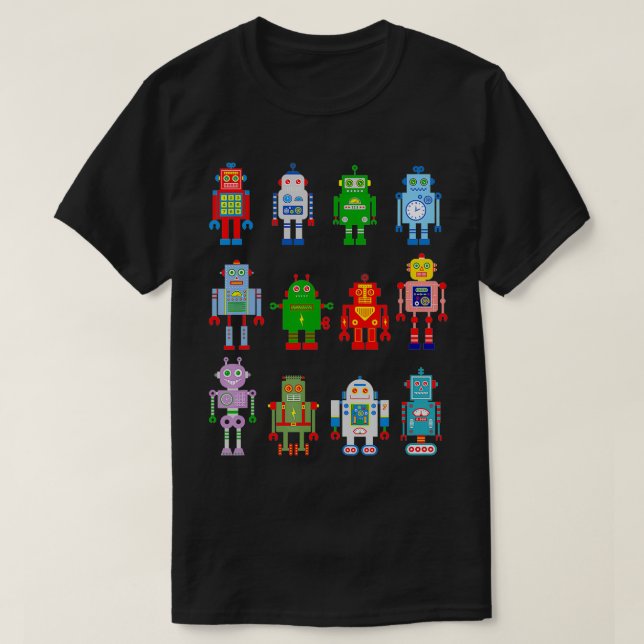 Robot  Robotics Retro Team 12 Toy Fun Eng AI Nerd  T-Shirt (Design Front)