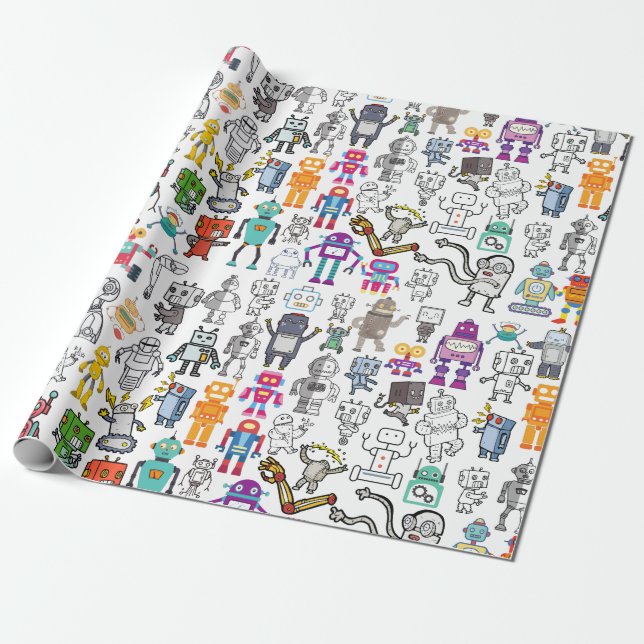 Robot Robotics World Wrapping Paper (Unrolled)