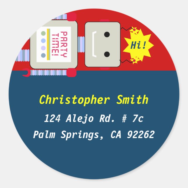 Robot Round Address Labels (Front)
