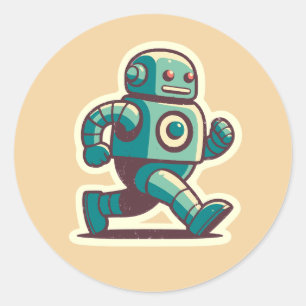 Robot Runner Classic Round Sticker