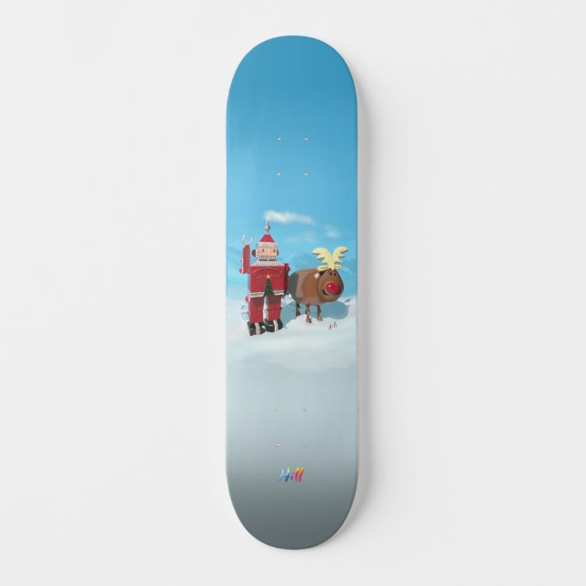 Robot Santa & Oh Deer Christmas Holiday Adventure Skateboard (Front)