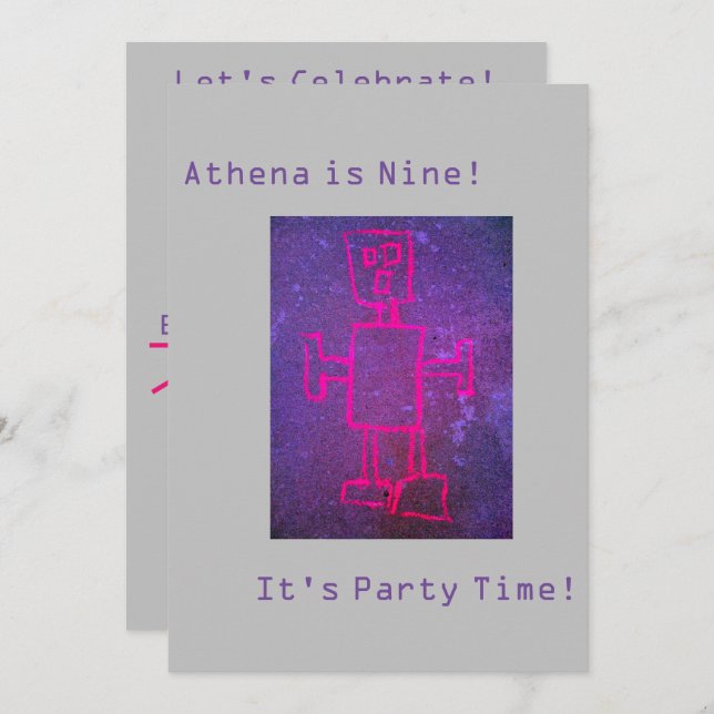 Robot Science Party Invitation (Front/Back)
