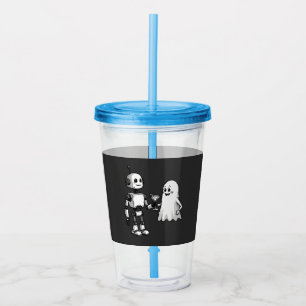Robot Shaking Ghost Spooky Halloween Rebotic Acrylic Tumbler