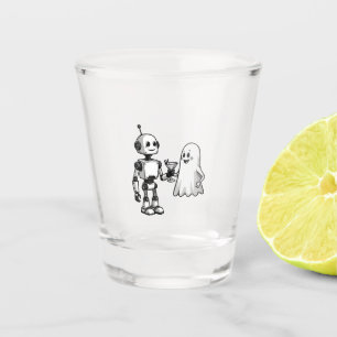 Robot Shaking Ghost Spooky Halloween Rebotic Shot Glass