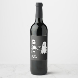 Robot Shaking Ghost Spooky Halloween Rebotic Wine Label