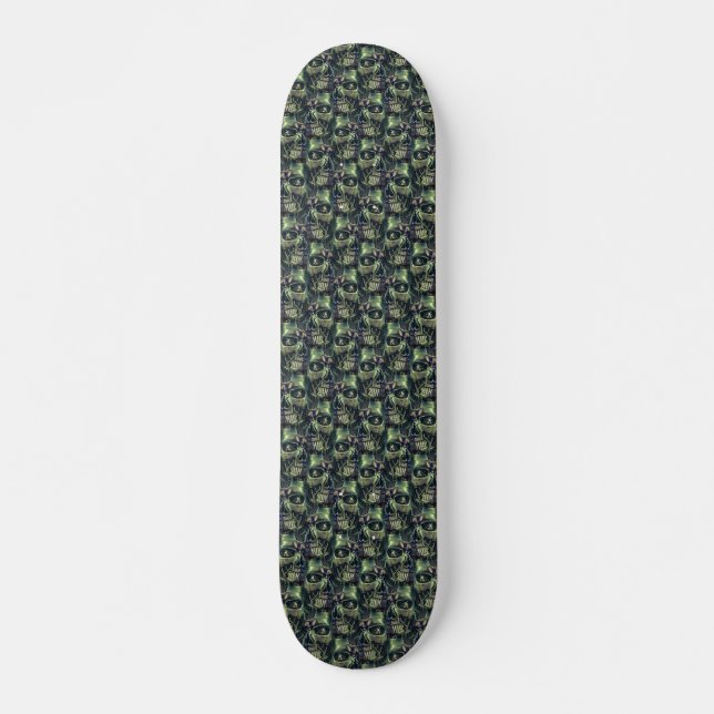 Robot skull extreme close up skateboard (Front)