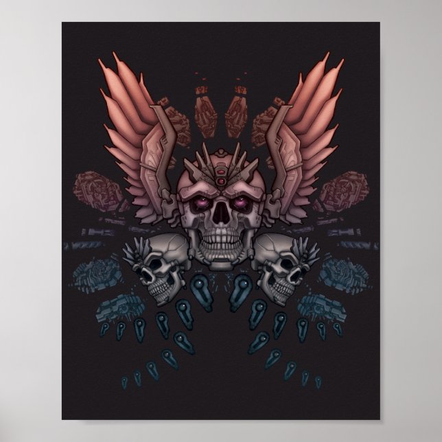 Robot Skull + Wings Poster (Front)