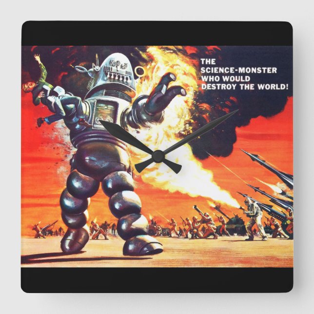 Robot Square Wall Clock (Front)