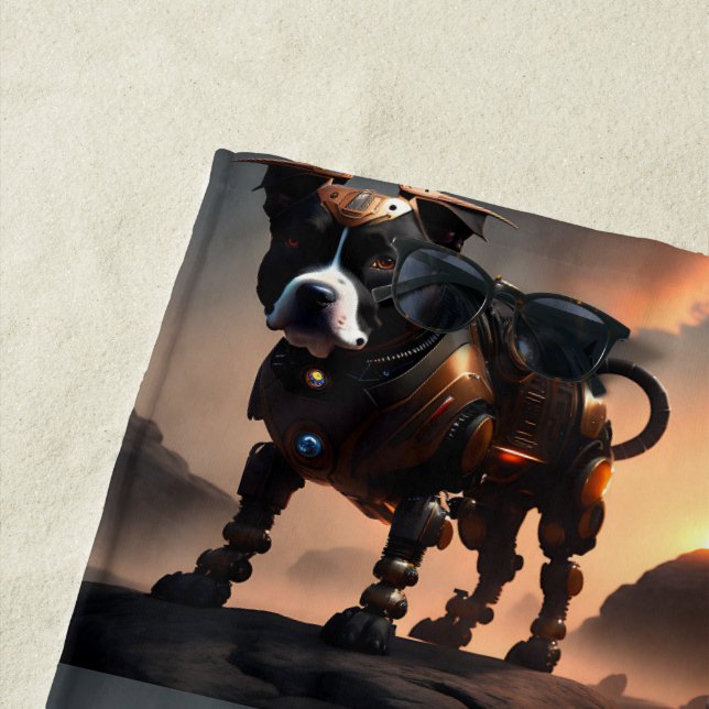 Robot Staffordshire Bull Terrier, Beach Towel (In Situ)