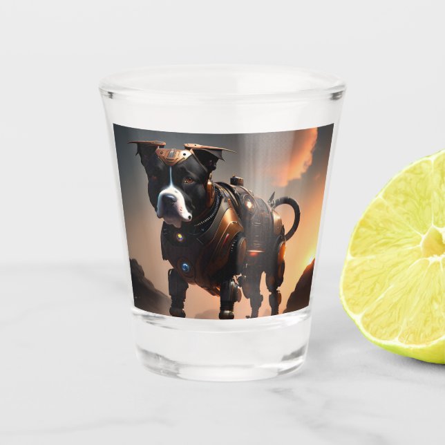 Robot Staffordshire Bull Terrier, Shot Glass (Front)