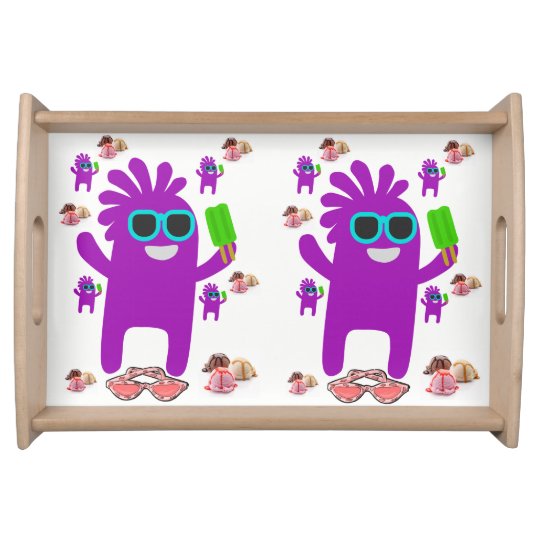 robot sunglass white purple serving tray