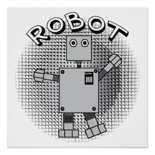 Robot Text Patterned Background Poster