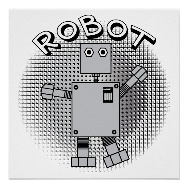 Robot Text Patterned Background Poster (Front)