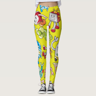 Robot Theme: Colourful Seamless Pattern. Leggings